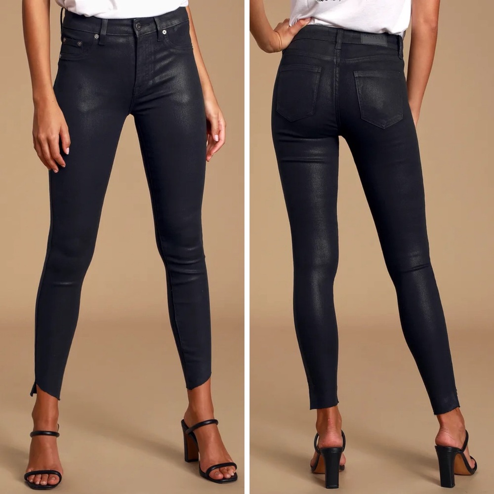 Pistola Jeans Womens Size 27 Aline Coated High Rise Skinny in Black Coated Onyx